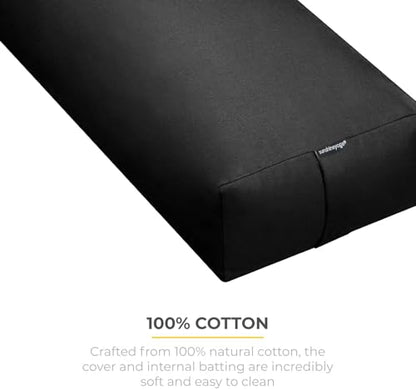 Firm Large Yoga Bolster, 24x12x6in - color: Black - Zippered Cover, size: 1 Pack