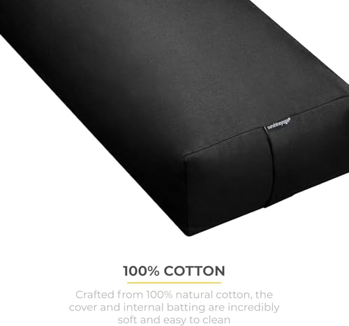 엑스트라 펌 라지 요가 볼스터, 61 x 30.5 x 15.2cm(24 x 12 x 6인치) 신치 또는 지퍼 요가 베개, 스튜디오용 탈착식 커버가 있는 직사각형 면 쿠션, 1팩 또는 2팩 - color: 블랙 - 지퍼 커버, size: 2팩
