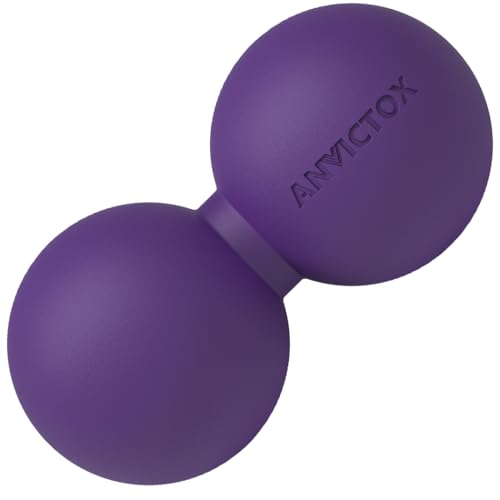 Peanut Massage Ball,Double Lacrosse Ball for Neck and Back,Medium Density Myofascial Release Massager Ball for Deep-Tissue Massage Muscle Knots Yoga Therapy(Purple) - color: Purple