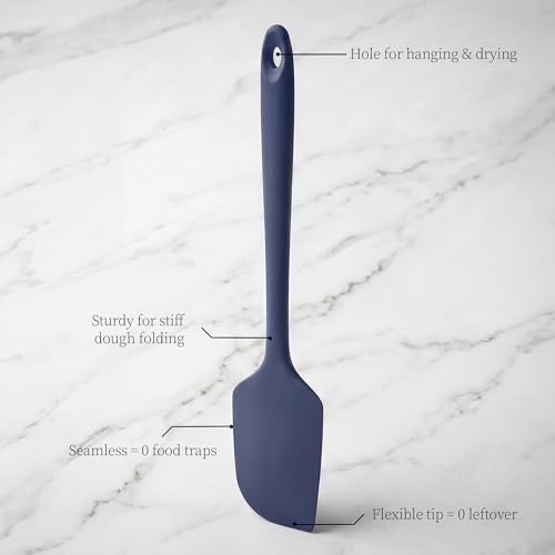 600ºF Heat Resistant Large Baking Silicone Spatula, Midnight Blue | 11.34in High Heat Food Safe Flexible Kitchen Silicone Scraper for Cooking Mixing Scraping Stirring Nonstick Cookware Pan Bowl - color: Midnight Blue, size: 11.34in - Large Spatula