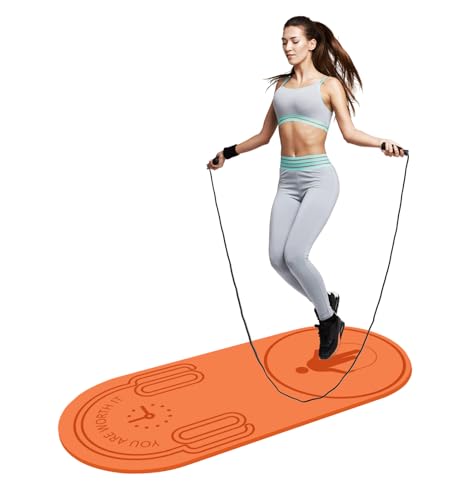 8/20/30mm Jump Rope Mat Fitness Exercise Mat Durable, Non-Slip, Workout Mats with Jump Rope & Carrying Bag for Home Gym Flooring (55"x 24") - color: Orange-8mm