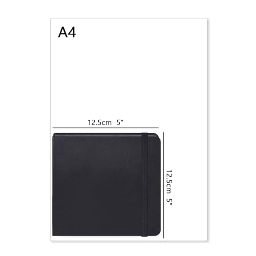 5x5 Inch Black Paper Sketchbook,Small Hardcover Mixed Media Sketch Pad | PU Cover,150 GSM Acid Free Artist Drawing Paper,Travel Journal Blank Notebook for Adults Sketching,Illustration. - color: 110gsm PU-black paper sketchbook