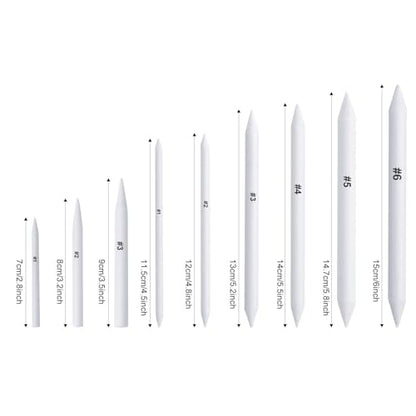 FEBSNOW 84Pcs Blending Stumps and Tortillions Sticks for Art Drawing | Spiral Wound Paper, Assorted Size Drawing Tools, Smooth Smudging and Blending, Student Artist Charcoal Sketching Supplies