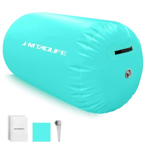Gymnastics Air Roller Air Barrel, Inflatable Tumble Roller Mat, Air Roller Gymnastics Barrel Kids Back Somersault Backbend Trainer for Yoga Training Cheerleading Home Use - color: Mintgreen, size: 39inch*24inch-no pump