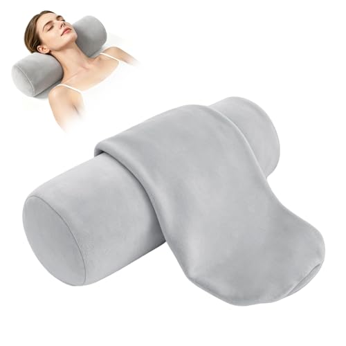 IFOYO Velvet Neck Roll Pillow Cover with Zipper, 16" x 6" Ultra-Soft Bolster Pillow Covers, Machine Washable Round Pillows Covers for Sleeping & Bedroom, Living Room, Sofa Decor, Case Only, Gray - color: Gray, size: 16"