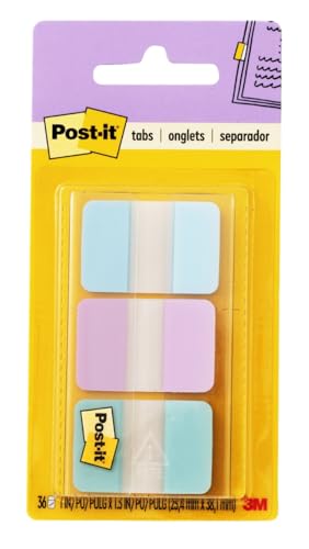 Post-it Pastel Color Tabs, 3 Colors, 3x3 inches, 24-Pack | 36 Tabs/Pack, 864 total, Gradient Blue, Pink, Clear - style: 24 Pack