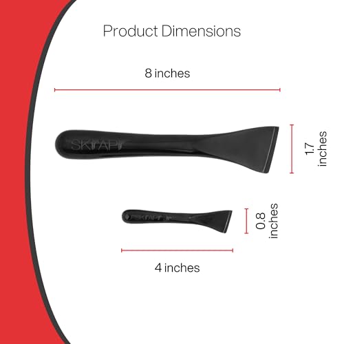 Plastic Scraper Tool, 2 Pack, Non-Scratch, 1.7 Inch Wide Blade | Long Ergonomic Handle, Heat Resistant (460F), Dishwasher Safe - Clean Ovens, Countertops, Hard Floors, Walls, and Windows