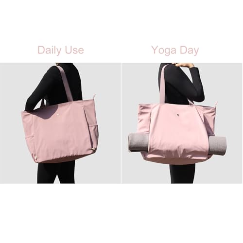 ESVAN Yoga Mat Bag Yoga Tote Carrier Shoulder Bag Carryall Tote for Office,Yoga,Pilates,Travel,Beach and Gym - color: Aa Purple Pink