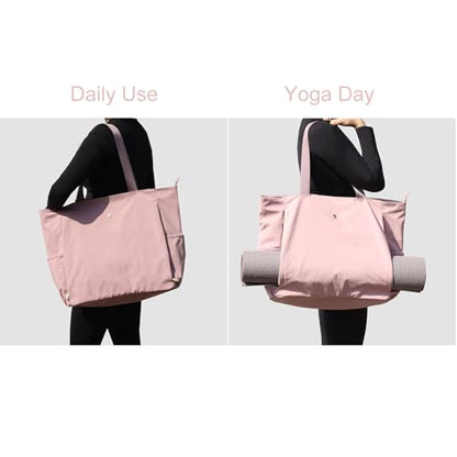 ESVAN Yoga Mat Bag Yoga Tote Carrier Shoulder Bag Carryall Tote for Office,Yoga,Pilates,Travel,Beach and Gym - color: Aa Purple Pink