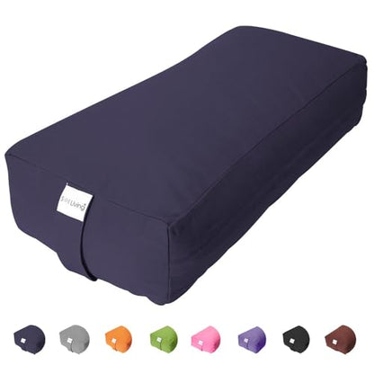 Pranayama Yoga Bolster Meditation Pillow - color: Navy Blue, size: Rectangular 28" x 12" x 8"