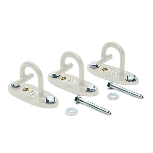 Anchor Gym Mini H1 (Set of 3) - Resistance Band Wall Anchors for Home Workouts | Wall Mount Anchor for Resistance Bands, Stretch Straps & Suspension Trainers - color: Off White
