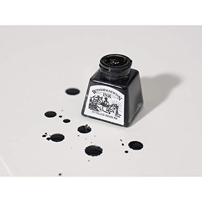 Winsor & Newton Drawing Ink, 14ml Bottle, Black Indian | Fast-drying, transparent & water-resistant; Outstanding Color Brilliance; Perfect for brush, dip pen, airbrush applications. - color: Black Indian, style: 14ml Bottle