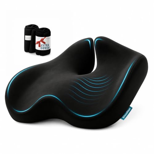 Seat Cushions for Office Chairs, Sciatica Pain Relief Cushion for Tailbone - color: Black & Pure Black