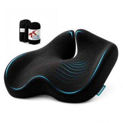 Seat Cushions for Office Chairs, Sciatica Pain Relief Cushion for Tailbone - color: Black & Pure Black