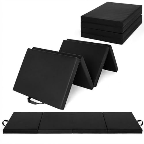 6x2FT Folding Gymnastics Mat, 2-Inch Thick 4-Fold Exercise Floor Mat for Home Gym, Portable Yoga Mat for Pilates, Aerobics, Martial Arts & Training