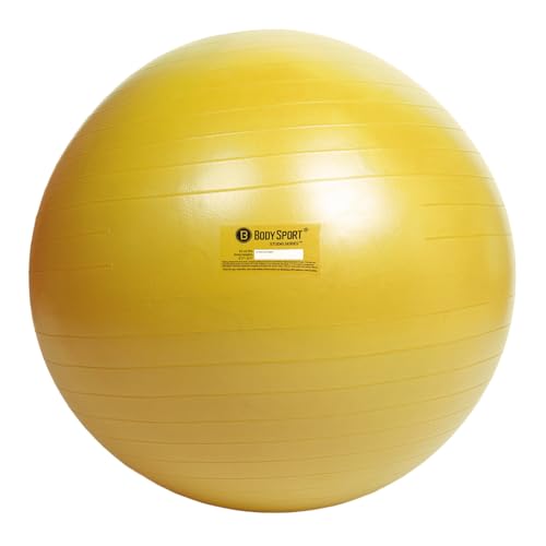Body Sport Exercise Ball with Pump for Home, Gym, Balance, Stability, Pilates, Core Strength, Stretching, Yoga, Fitness Facilities, Desk Chairs - color: Yellow (65 cm)
