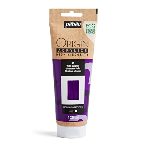 PEBEO Origin Acrylics 120ml Matte Acrylic Paint, Ultramarine Violet | Muted atmospheric violet in matte heavy-body acrylic - shadow and twilight mixes; holds knife marks on canvas. - color: Ultramarine Violet