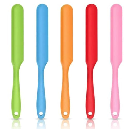 5pcs Silicone Jar Spatulas set, Cake Cream Spatulas Set, 9.8 inch Non-Stick Heat Resistant Mixing Butter Spatulas Baking Scrapers for Jars Blenders Cooking Stirring