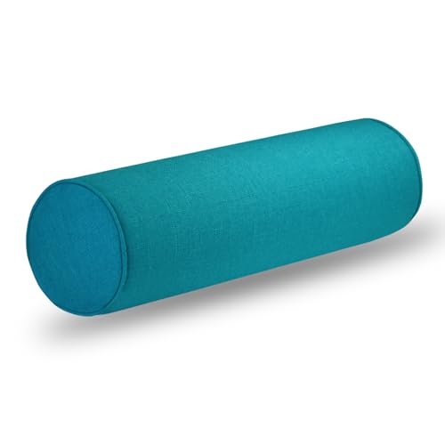 Tinbolunce Neck Roll Pillowcases with Zipper - Full Moon Bolster/Round Cylinder Pillow Case Cover for Bedroom, Living Room, Sofa - Solid Color Cervical Throw Pillow Covers - color: Lake Blue, size: 6" x 24"