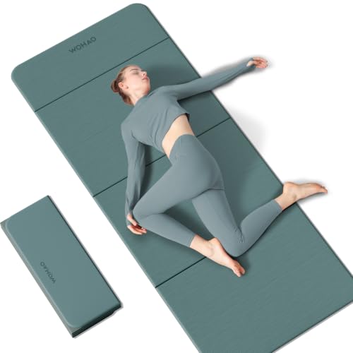 7-Fold Yoga Mat 70"x24" - 1/2 Inch Thick - color: Dark green+Dark Gray