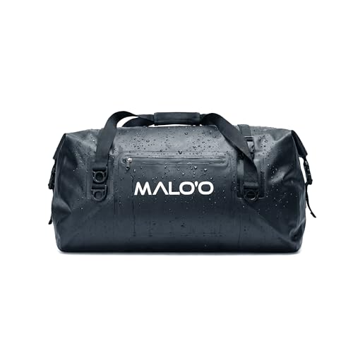 Malo’o Waterproof Dry Duffel, Heavy-Duty Roll Top Waterproof Gear Bag with Shoulder Strap & Molle Loops, Marine Duffel for Kayaking, Boating, Camping, Beach & Travel, Black, 40L - color: Black, size: 40L