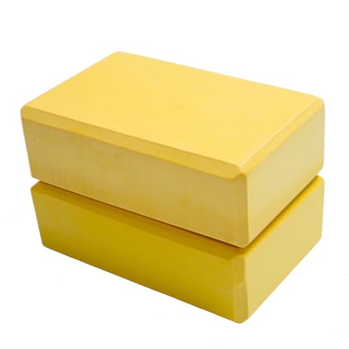 Set of 2 Yoga Blocks EVA Foam Exercise Bricks Provides Stability Balance and Support Improve Strength - 9 x 6x 3 inches - color: Yellow