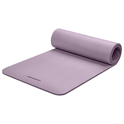 Retrospec Solana Yoga Mat Thick 1/2in Non-Slip Workout Mat with Nylon Strap - 72x24in Exercise Mat for Pilates, Stretching & Fitness - BPA Free, Easy Clean - color: Violet Haze