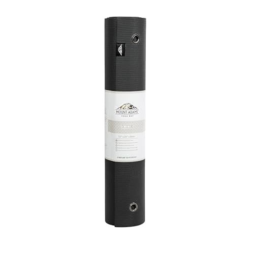 Mount Adams Vista Yoga Mat, 72"x24"x6mm Thick - color: Black with Grommets - 24 Inches