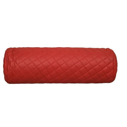 Neck Roll Pillow Cushion Cover, 16x6 Inch Full Moon Round Bolster Pillow Case, Cylinder Soft Lambskin Leather Pillowcase for Head, Spine & Neck Support During Sleep - Quilted Cherry Red Pack of 1 - color: Quilted Cherry Red Pack of 1