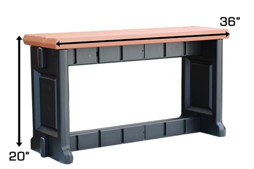 Bench, Redwood Top with Black Sides, 2 Pack - Proudly Made in The USA, Click and Lock Hardware-Free Assembly, Durable and Stylish Outdoor Seating - color: Redwood/Black, size: 2 Pack
