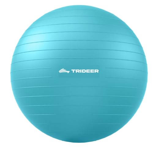 Trideer Yoga Ball for Exercise, Pilates, Core & Balance Training, Stability Ball for Pregnancy & Birthing Prep, Physical Therapy, Daily Stretching, Office Chair for Active Sitting, Quick Pump Included - color: Turkis, size: M(19-22ines/48-55cm)