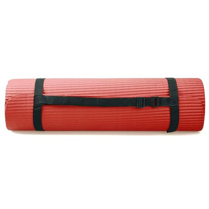 BalanceFrom 7-Piece Yoga Set with 71x24x0.5 Inches Extra Thick Mat and Carrying Sling – Includes 2 Blocks, Stretch Strap, 2 Towels, and Knee Pad for Home, Studio, and Gym Workouts - color: Red