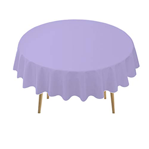 Lavender Plastic Tablecloths 2 Pack Lilac Disposable Table Covers 84 Inch Circle Bridal Shower Party Tablecovers PEVA Mauve Table Cloths for BBQ Picnic Birthday Wedding Parties 6 ft Round Table Use - color: C01 Lavender