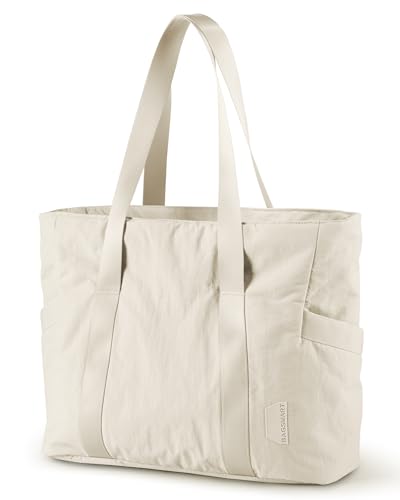 BAGSMART Gym Tote Bag for Women, 24L/28L Travel Tote Yoga Mat Bag - color: Beige, size: Small