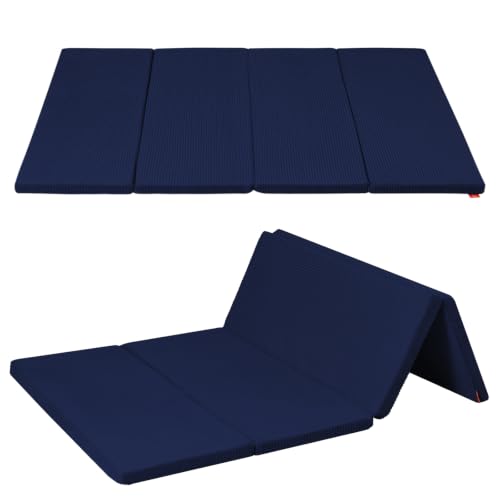 MeMoreCool Foldable Kids Floor Mattress, 6x4 FT Tatami Futon Mat, Navy | Thicken Foam Sleeping Crawling Pad for Children Play Area, Playroom Floor Play Mat - color: Corduroy Navy