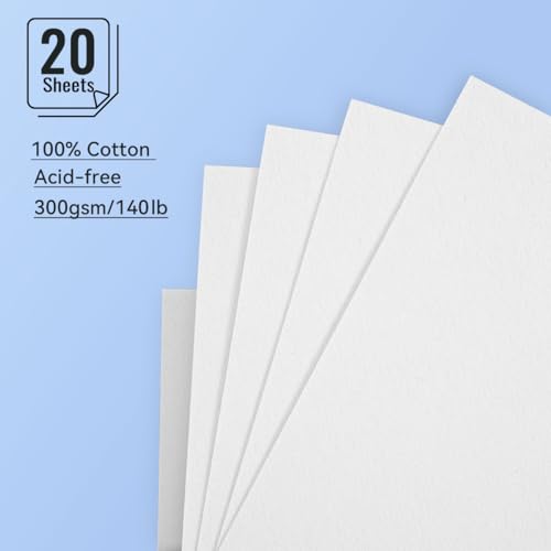 Lightwish Watercolor Sketchbook,100% Cotton Acid Free Watercolor Journal,300gsm/140lb Cold Press Watercolor Paper for Artists,Adults,Students,20 Sheets,9.25 * 6.3 Inches - color: Hard Shell Blue