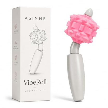VibeRoll Mini Massage Tool for Trigger Point Relief, Handheld Muscle Roller Stick for Neck, Legs, Arms & Back, Portable Deep Tissue Recovery Tool