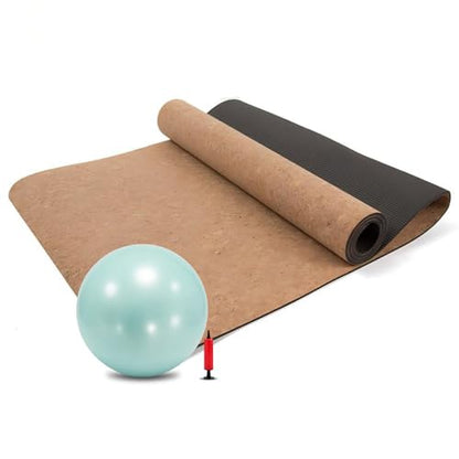 Cork Yoga Mat 4mm Thick Cushioning High Density Natural Rubber Pilates Exercise Pad with Carrying Strap 72 x 26 Inch for Home Gym