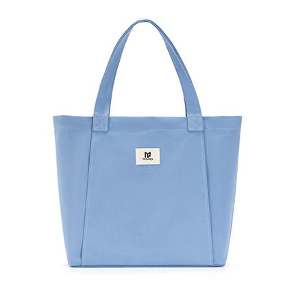 Moyaqi Canvas Tote Bag with Yoga Mat Carrier Pocket Carryall Shoulder Bag for Office, Workout, Pilates, Travel, Beach and Gym - color: Blue