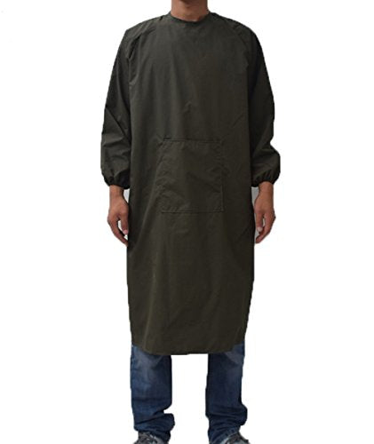 Adults Long Sleeve Cooking Kitchen Apron Waterproof Artist Drawing Apron - color: Army Green, size: Medium