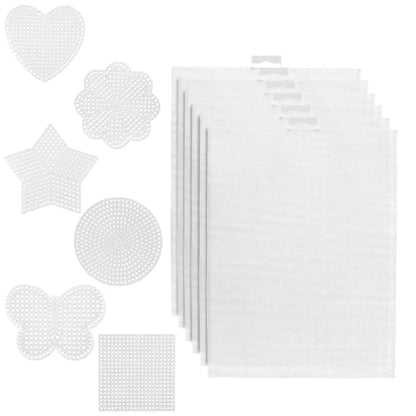 12pcs Plastic Mesh Canvas Sheets | 14 CT Multiple Shapes Screen Craft Canvas Sheets for Cross Stitch Embroidery Aida Cloth Needlepoint DIY Crochet Projects - style: Style B