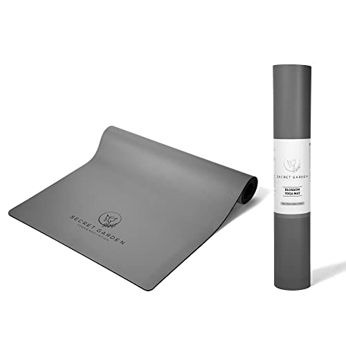 Secret Garden Blossom Exercise Mat 5mm Thick Non-Slip for Yoga, Pilates & Meditation - color: Modern Grey