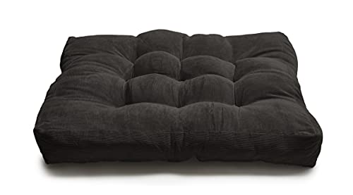 LANITI 24” Inch Extra Large Floor Cushions Tufted Floor Pillow for Adults Square Meditation Ultimate Comfort Oversized Pillows for Floor Cushion (Black) - color: Black