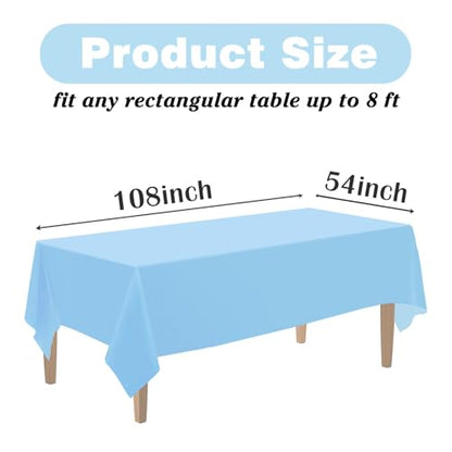 Kopokita 2 Pack Light Blue Plastic Tablecloths Disposable 54 x 108 Inch | Rectangle Table Cloths, Party Table Covers for Birthday, Wedding, Bridal, Baby Shower - color: Light Blue, size: Rectangle (2 Pack)