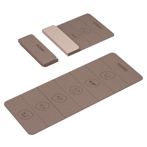 TPE Yoga Mat Foldable 8mm Thick Light Non-Slip for Home/Gym/Travel | 70"X24" Folding Workout Mats,1.1 lbs Lightweight Portable Exercise For Pilates,Studio,Outdoor Working Out Men Women Durable - color: Brown&Beige