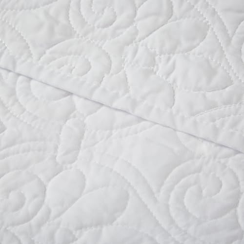 Madison Park Damask Quilting Design Throw Blanket, 60"x70" - color: White, size: 60"x70"
