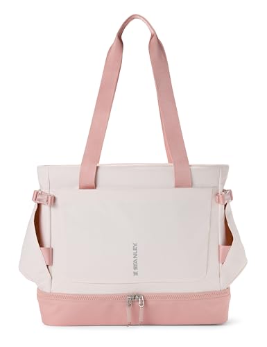 STANLEY Vitalize Tote| Gym, Work & Travel Bag with Laptop Sleeve | Expandable Bottom Compartment | Tumbler & Water Bottle Pockets | Durable Recycled Fabric | Rose Quartz - color: Rose Quartz, size: Tote