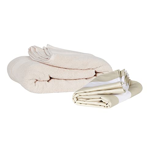 Dock & Bay Beach Towel - Quick Dry, Sand Free - Compact, Lightweight - 100% Recycled - Includes Bag - Cabana Light - Bora Bora Beige - Large (160x90cm, 63x35) | Sand-Resistant, Includes Travel Bag, Lightweight & Compact, 100% Recycled DryQ Fabric, Large (