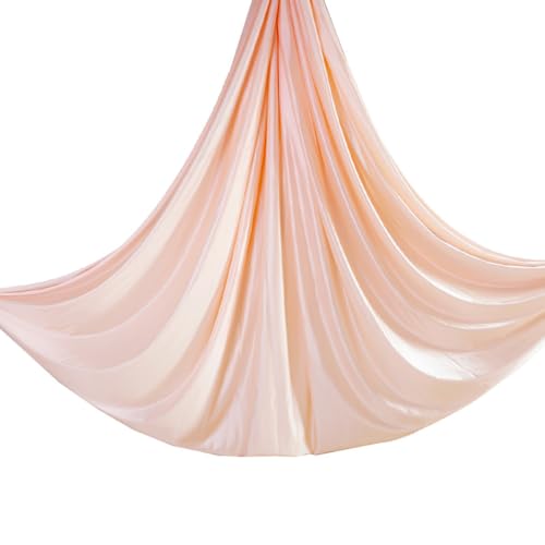 Durable Aerial Silks Starter Kit with 11-Yard Yoga Hammock & Hardware | Aerial Swing for Acrobatic Flying Yoga & All Levels, Aerial Rigging Point up to 14ft, Durable, Safe - color: Skin-colored
