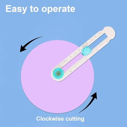 Circle Cutter for Adjustable 2-20cm/0.79-7.87in Paper, DIY Crafts Round Scrapbooking Paper Cutter with Bottom Blade Guard Circular Rotary Scrapbook Cardboard Tool for Easy Operation & Smooth Cutting